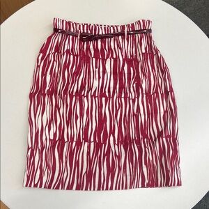 Max Mara puro lino linen pencil skirt red and cream with belt made in Italy 8